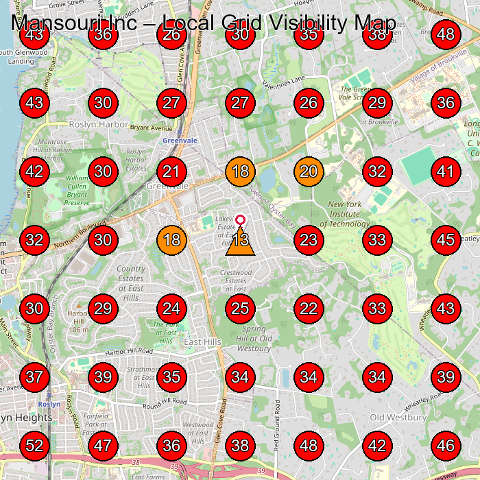 Mansouri Inc GeoGrid visibility map for Men'S Clothing Store in Garden City